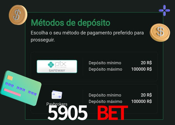 O cassino 5905 Bet oferece uma grande variedade de métodos de pagamento